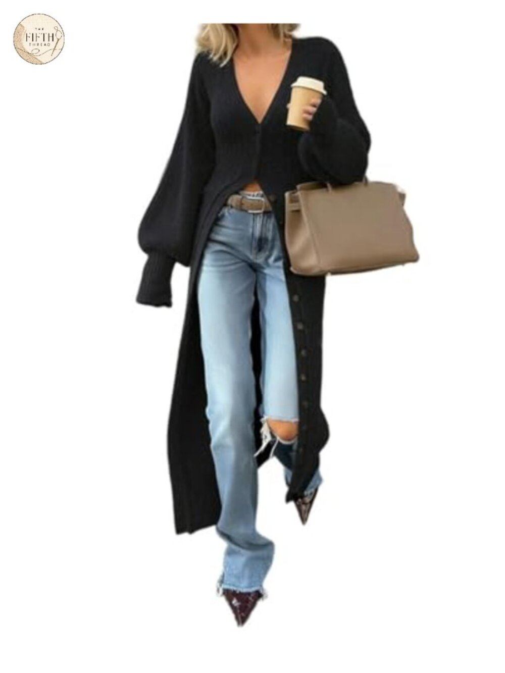 Women's Trendy V-Neck Button Down Maxi Cardigan Sweater Dress Long Sleeve Knit